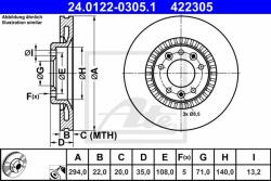 ATE Disc frana ATE 24.0122-0305.1 (24.0122-0305.1) - automobilus