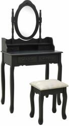 vidaXL fekete császárfa fésülködőasztal-szett ülőkével 75x69x140 cm (289316) - vidaxl