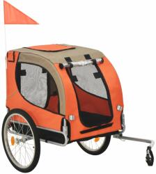 vidaXL narancssárga és szürke kisállatszállító kerékpár-utánfutó (91767)