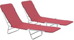vidaXL 2 db piros összecsukható acél és szövet napozóágy (44301) - vidaxl