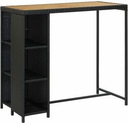 vidaXL fekete polyrattan bárasztal tárolópolccal 120 x 60 x 110 cm (313478) - vidaxl