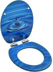 vidaXL kék vízcseppmintás MDF WC-ülőke lassan csukódó fedéllel (146913) - vidaxl