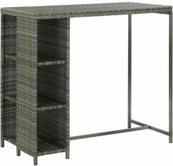 vidaXL szürke polyrattan bárasztal tárolópolccal 120 x 60 x 110 cm (313477) - vidaxl