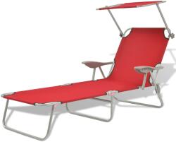 vidaXL piros acél napozóágy napellenzővel (42933) - vidaxl