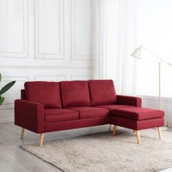vidaXL Canapea cu 3 locuri și taburet, roșu vin, material textil (288730) Canapea