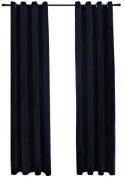  Draperii opace cu inele, 2 buc. , negru, 140 x 175 cm, catifea (134488)