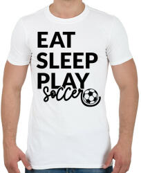 printfashion Eat Sleep Play Soccer - Férfi póló - Fehér (4954029)