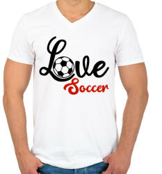 printfashion Love Soccer - Férfi V-nyakú póló - Fehér (4967463)