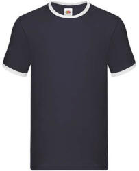 Fruit of the Loom Uniszex póló Rövid ujjú Fruit of the Loom Ringer T - 2XL, Sötétkék navy/fehér