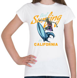 printfashion Szörf 01 - Best Surfing in California - Női póló - Fehér (4923360)