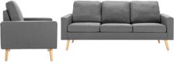 vidaXL Set de canapele, 2 piese, gri deschis, material textil (3056624) Canapea