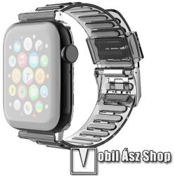 Okosóra szíj - szilikon - ÁTTETSZŐ FEKETE - 120mm+80mm hosszú - Apple Watch Series 1/2/3 42mm / 4/5/6/SE 44mm / 7/8 45mm / 10 46mm / Ultra / Ultra 2 49mm