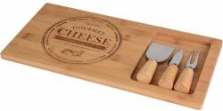 Koopman vágódeszka sajthoz, 4 darabos készlet, bambusz (vágódeszka 38 x 18, 5 x 1, 5 cm, 2 db kés, 1 db villa) (784210350)