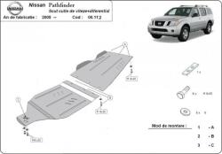 Scut Protection Nissan Pathfinder, 2005-2015 - Acél Váltó + Differenciálmű védő