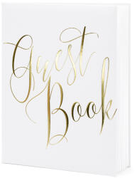 PartyDeco S. r. o Vendégkönyv 20x24.5cm, fehér, arany betűkkel, 22 lapos