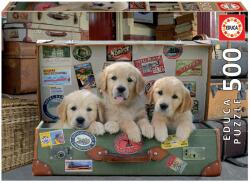 Educa Puzzle Pupies in the Luggage Educa 500 piese cu lipici FIX de la 11 ani (EDU17645) Puzzle