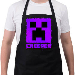 printfashion Minecraft creeper lila - Kötény - Fekete (4936204)