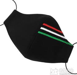 GR80 Magyar nemzeti hímzéses textil maszk (szájmaszk / arcmaszk), 3 rétegű, PP szűrős, fekete színű