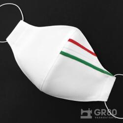 GR80 Magyar zászlóval hímzett textil maszk (szájmaszk / arcmaszk), szűrővel, orrmerevítővel. Fehér színű