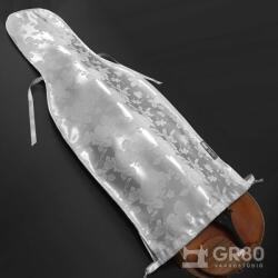 GR80 Ezüst, jacquard selyem brokát, rózsás, elegáns hegedű védőhuzat 4/4-es és 3/4-es hegedűhöz