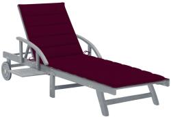 vidaXL tömör akácfa kerti napozóágy párnával (3061338) - vidaxl