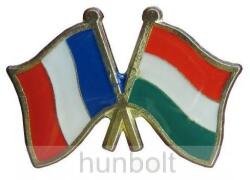 Kitűző, páros zászló Francia-Magyar jelvény 2, 5x1, 5 cm