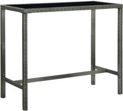 vidaXL Masă de bar de grădină, gri, 130x60x110 cm, poliratan și sticlă (313462)