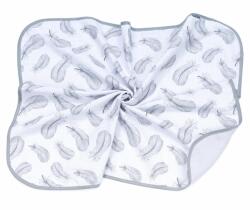 MTT Textil takaró - Fehér alapon szürke tollak - babylion