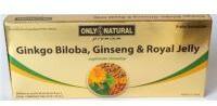 Only Natural Fiole cu extract de ginkgo biloba, ginseng & royal jelly 10ml 10buc ONLY NATURAL
