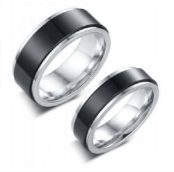 Ékszerkirály Női karikagyűrű, rozsdamentes acél, ezüst/fekete, 9-es méret (CR-170_7)
