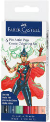 Faber Markere cu varf pensula FABER-CASTELL Pitt Artist Pen Comic Colouring, 6 buc/set, FC267196