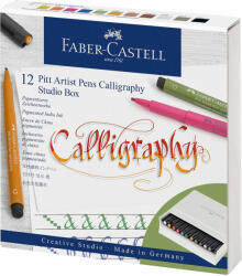 Faber Marker caligrafie FABER-CASTELL Pitt Artist Pen Calligraphy Studio, 12 buc/set, FC167512