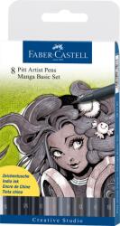Faber-Castell Set creion Manga Basic FABER-CASTELL Pitt Artist Pen, 8 buc/set, FC167107