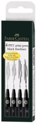 Faber Marker cerneala negru FABER-CASTELL Pitt Artist Pen Black, 4 buc/set, FC167115