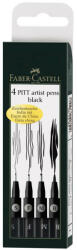 Faber Marker cu varf pensula negru FABER-CASTELL Pitt Artist Pen, 4 buc/set, FC167100