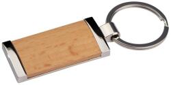 Kulcstartó fém téglalap alakú, fa kiegészítővel