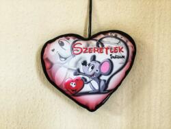 Kicsi szív párna-Egérke - Szerelmes ajándék - Valentin napi ajándék (PL102)