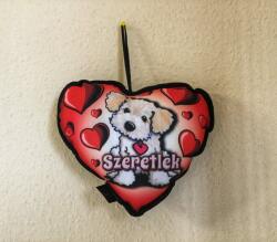 Kicsi szív párna-Világos kutyus - Szerelmes ajándék - Valentin napi ajándék (PL100)