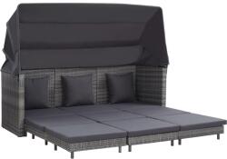 vidaXL Canapea extensibilă cu 3 locuri cu acoperiș, gri, poliratan (46077)