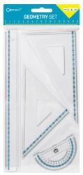 Connect Vonalzókészlet, 30 cm egyenes vonalzó, szögmérõ, 45° 14 cm és 60° 18 cm háromszög vonalzó, 4 db/bliszter Connect (000003967) - tonerpiac