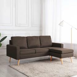 vidaXL Canapea cu 3 locuri și taburet, maro, material textil (288725) Canapea