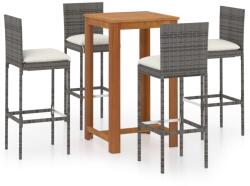 vidaXL Set mobilier de bar de grădină cu perne, 5 piese, gri (3067977)