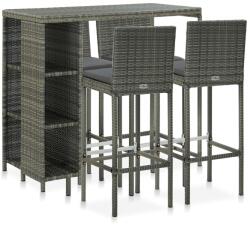 vidaXL Set mobilier bar de grădină cu perne, 5 piese, gri, poliratan (3064919) - comfy