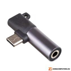 Akyga USB Type-C(apa) to Jack(anya) és to Type-C(anya) (AK-AD-62) átalakító adapter