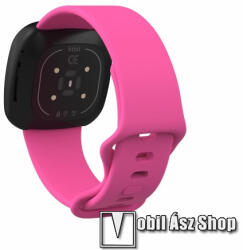 Okosóra szíj - szilikon - RÓZSASZÍN - 143mm + 100mm hosszú, 23mm széles, L-es méret - Fitbit Versa 4 / Versa 3 / Sense / Sense 2
