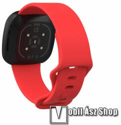  Okosóra szíj - szilikon - PIROS - 143mm + 100mm hosszú, 23mm széles, L-es méret - Fitbit Versa 4 / Versa 3 / Sense / Sense 2