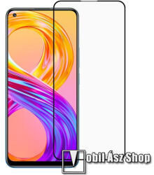 realme 8, 8 Pro, Üvegfólia, 9H, 0, 33mmm, Full glue, Full cover, Fekete