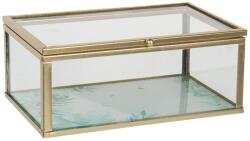 Clayre & Eef Caseta bijuterii din sticla transparenta si metal auriu 17 cm x 10 cm x 7 h (6GL3014S)