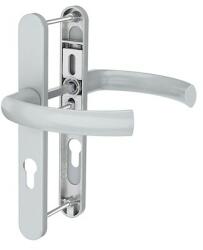 Medos Maner pentru usa PVC, Jowisz, cu sild pentru cilindru, cu arc, material aluminiu, culoare argintiu, 92 x 32 mm