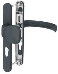 Medos Maner pentru usa PVC, Jowisz, cu sild si buton exterior fix, cu arc, material aluminiu, culoare gri antracit, 85 x 32 mm